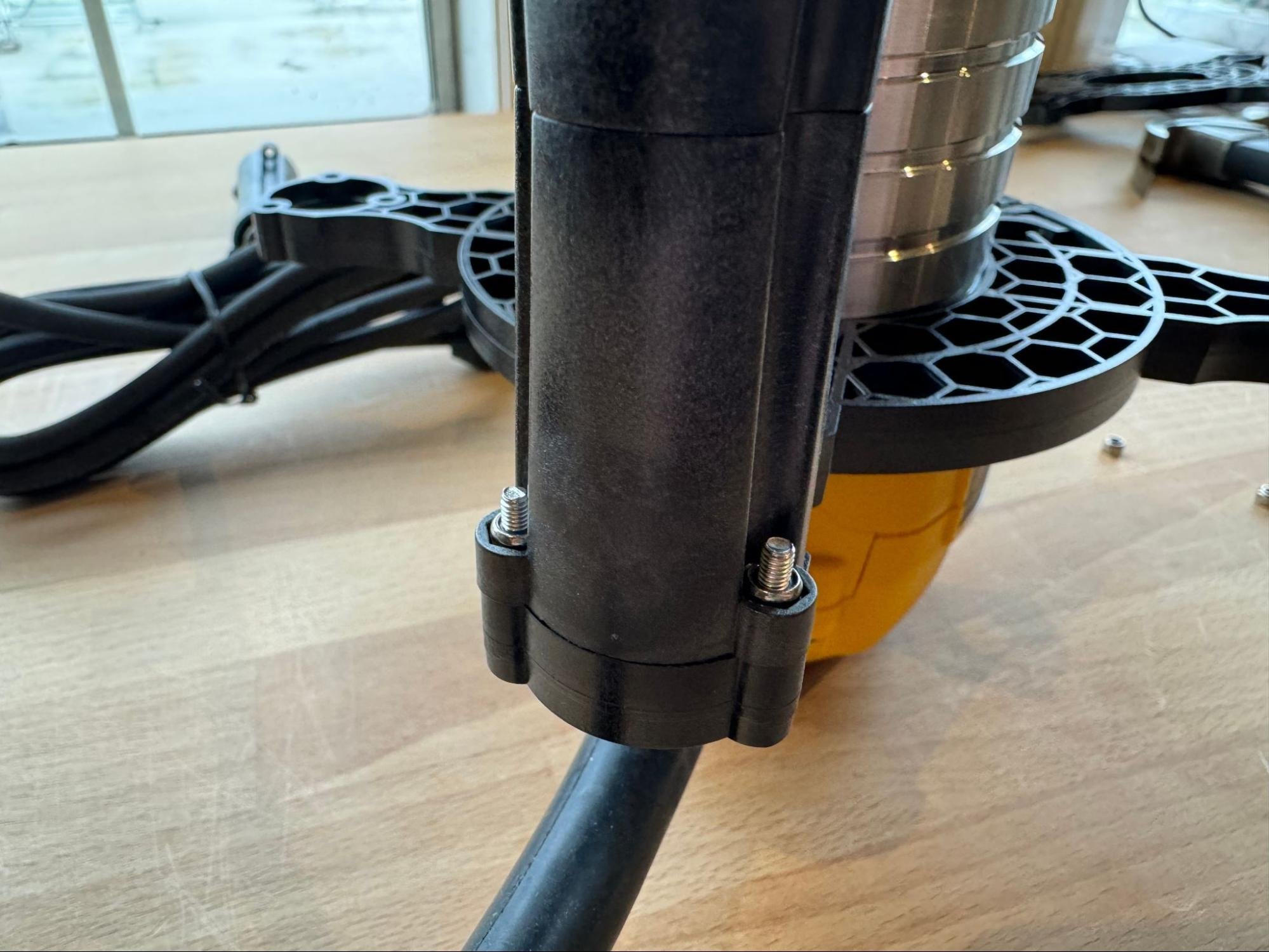 Each upright held with three bolts