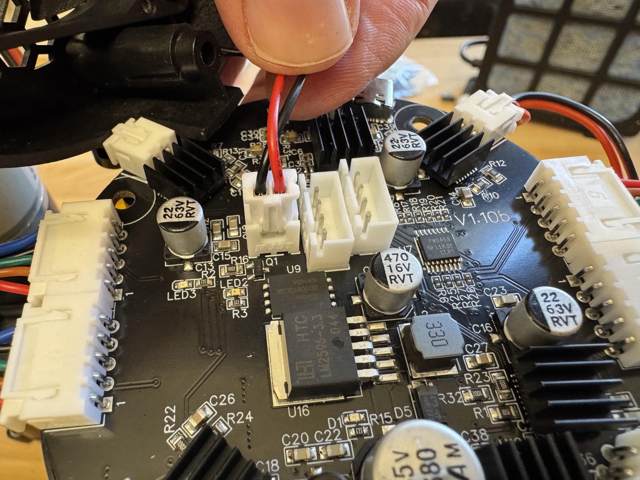 Plugging in the cooling fan