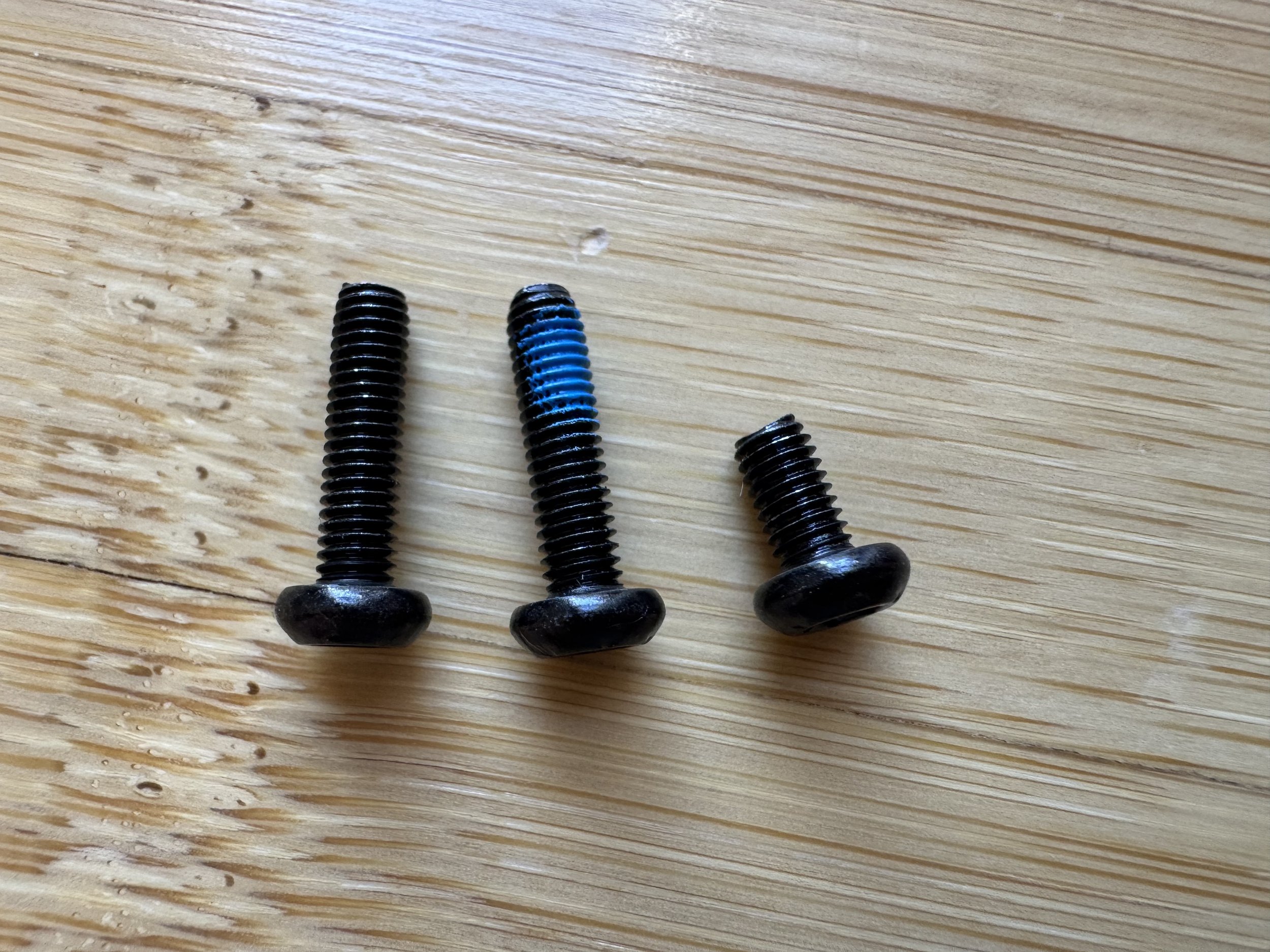 The bolts used throughout the build